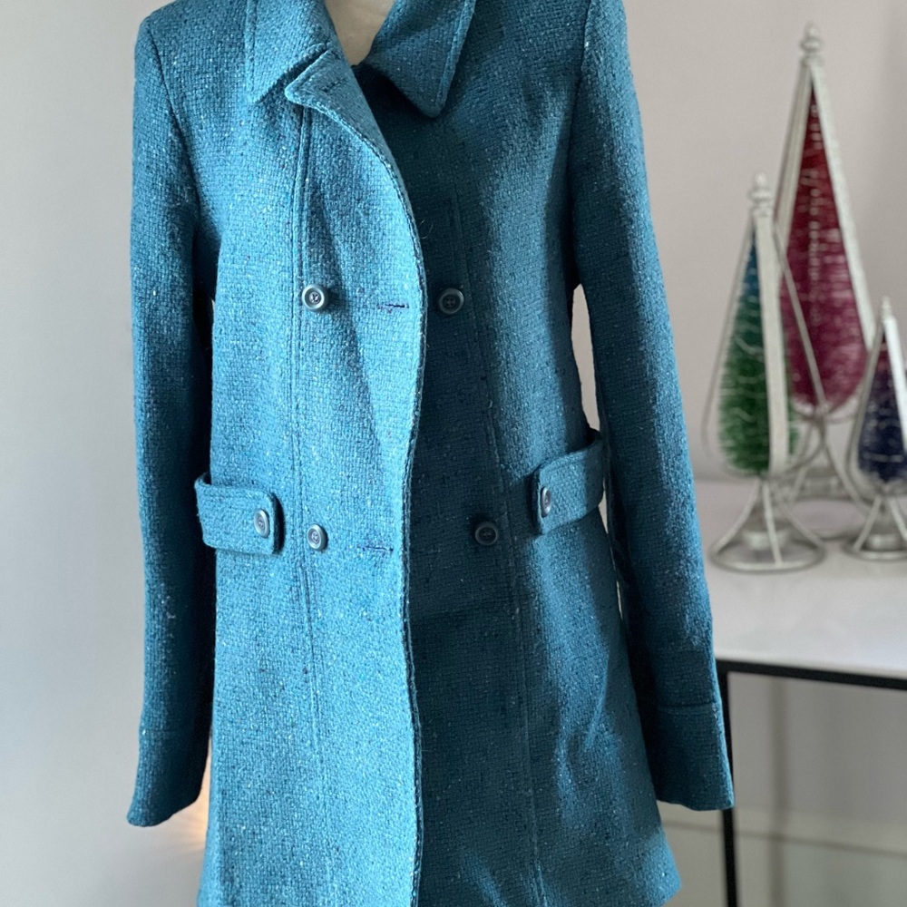Women's Blue Double-Breasted Coat